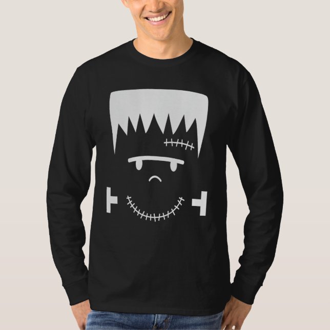 Frankenstein Face Funny Halloween Costume T-Shirt (Front)