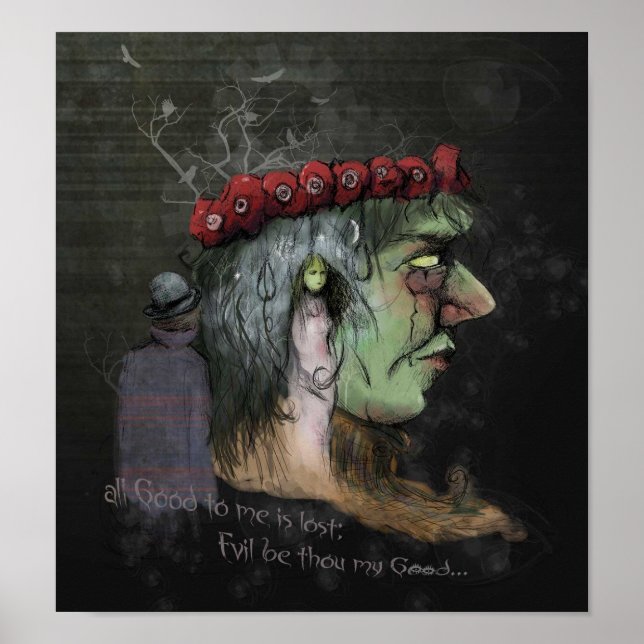 Frankenstein Good and Evil Quote Illustration Poster (Front)