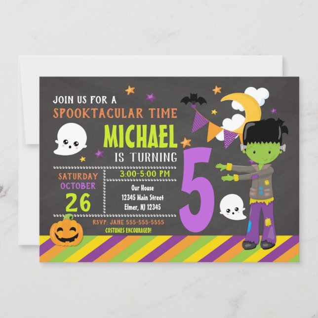 Frankenstein Halloween Birthday Invitation (Front)