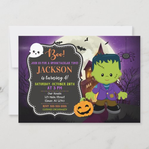 Frankenstein Halloween Birthday Invitation