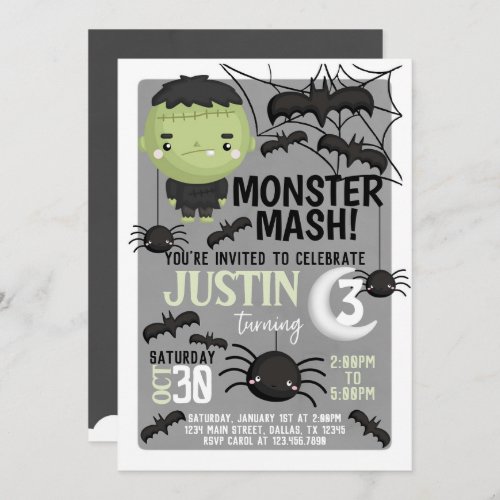 Frankenstein Halloween Birthday Party Invitation