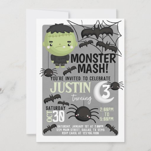 Frankenstein Halloween Birthday Party Invitation | Zazzle