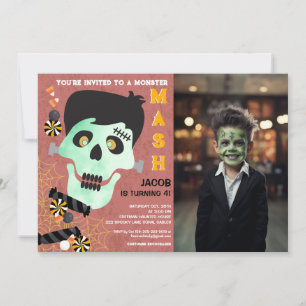 Frankenstein Halloween Birthday Photo Invitation