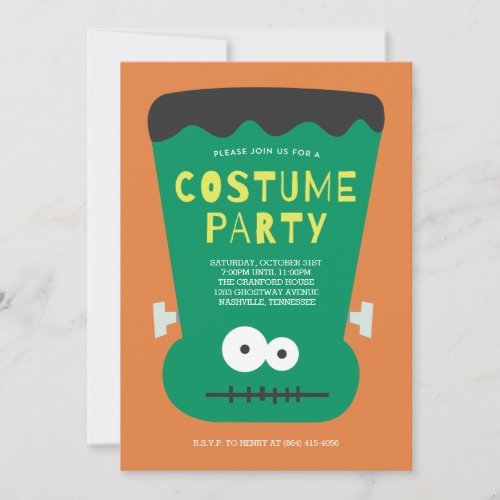 Frankenstein Halloween Costume Party Invitation