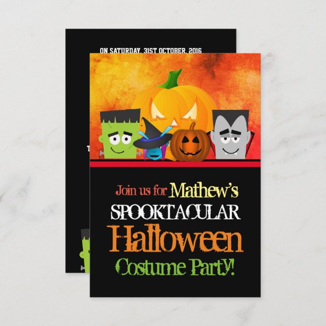 Frankenstein  Halloween Costume Party Invitation (Front/Back)