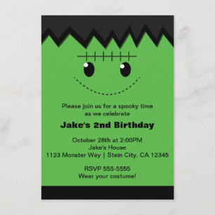 Frankenstein Halloween Cute Kids Party Invitation