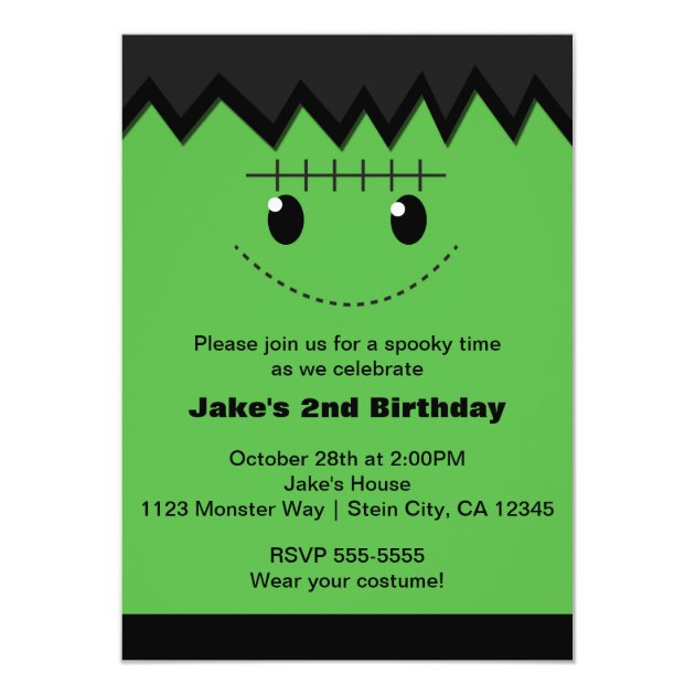 Frankenstein Halloween Cute Kids Party Invitation