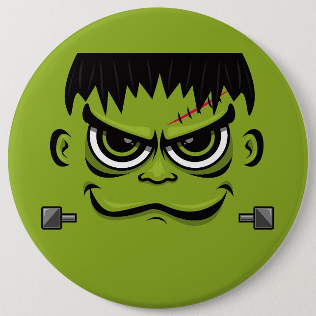 Frankenstein Halloween Face Button (Front)