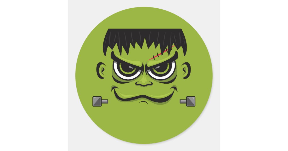 Frankenstein Halloween Face Classic Round Sticker | Zazzle