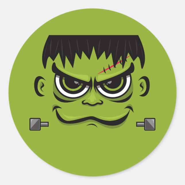 Frankenstein Halloween Face Classic Round Sticker (Front)