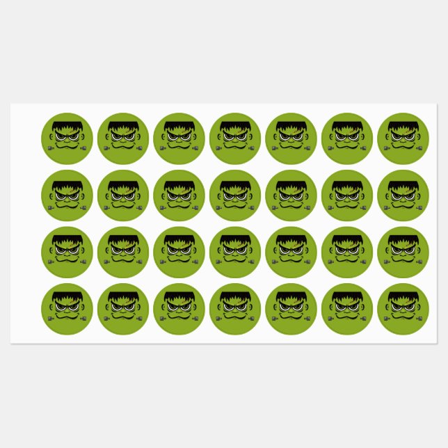 Frankenstein Halloween Face Labels (Sheet)
