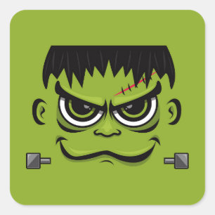 Frankenstein Halloween Face Square Sticker