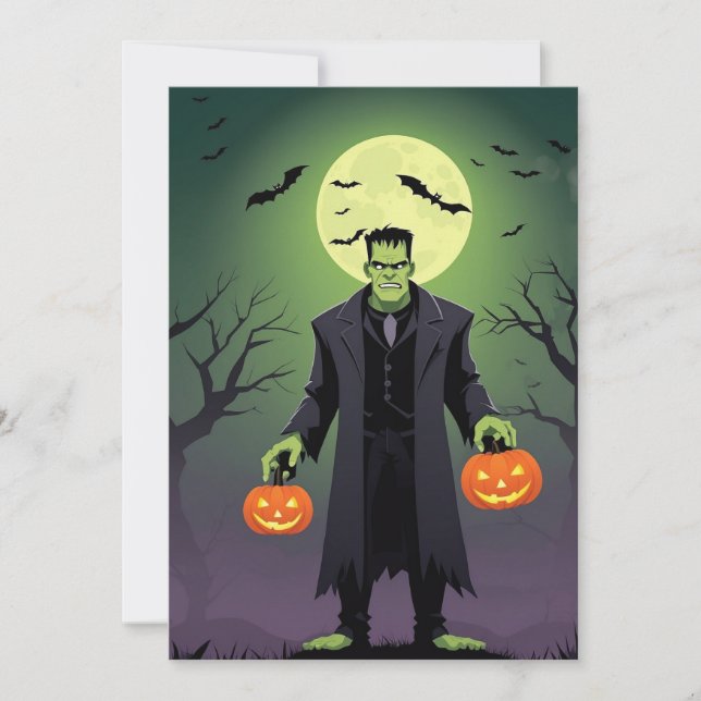 Frankenstein Halloween Greetings Card (Front)