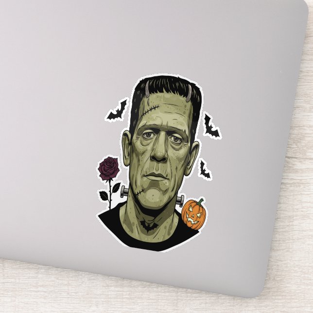 Frankenstein Halloween Illustration Creepy Sticker (Detail)
