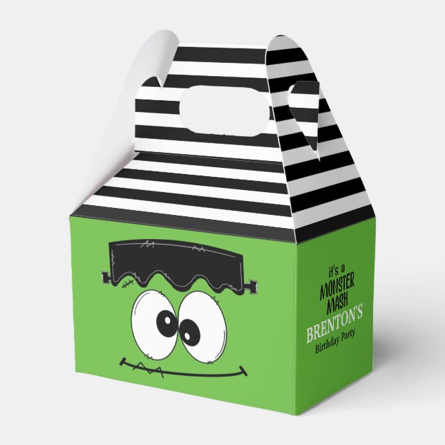 Frankenstein Halloween Kids Birthday Party Favor Boxes (Front Side)