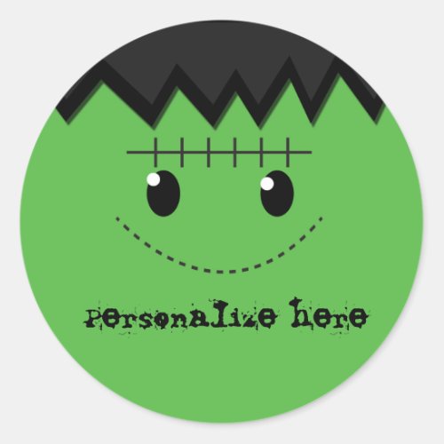 Frankenstein Halloween Personalized Party Sticker