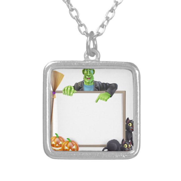 Frankenstein Halloween Sign Necklace