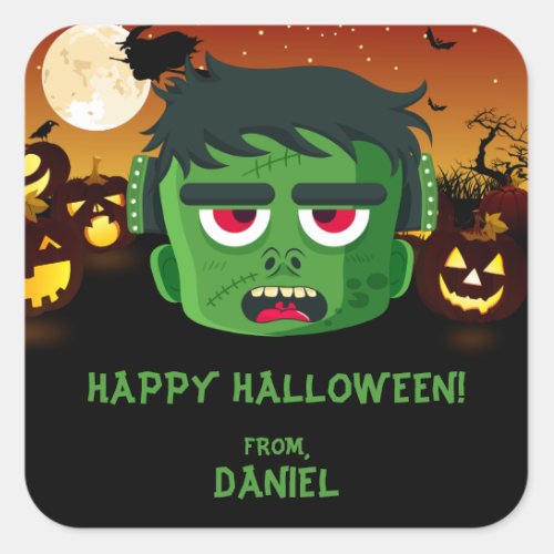 Frankenstein Halloween Square Sticker