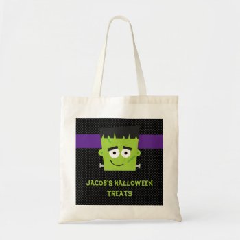 Frankenstein Halloween Sticker  Kids Halloween Tote Bag by NoteworthyPrintables at Zazzle