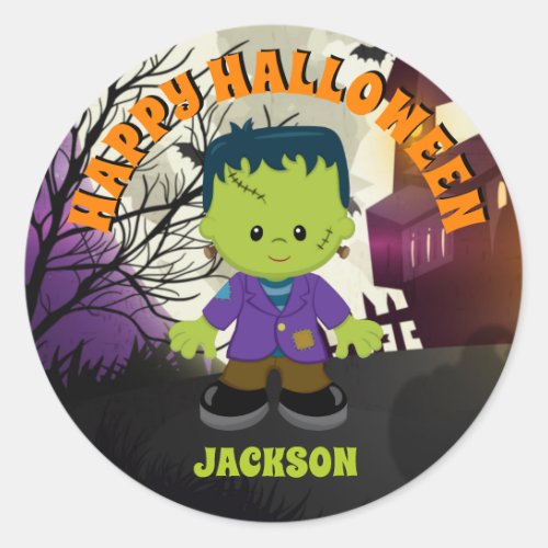 Frankenstein Halloween Stickers Kids Personalized