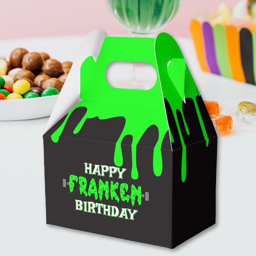 Frankenstein Happy Birthday Halloween Green Slime Favor Boxes