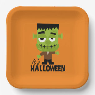 Frankenstein It's Halloween Paper Plates
