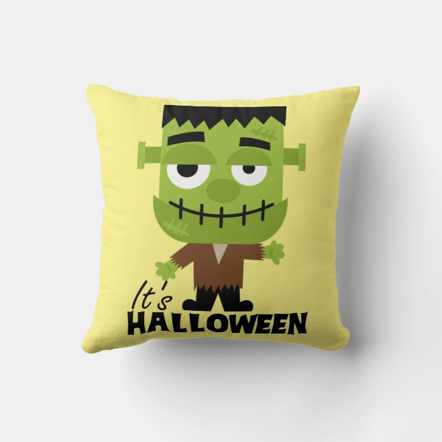 Frankenstein It's Halloween Toddler T-shirt Baby B Throw Pillow (Back)