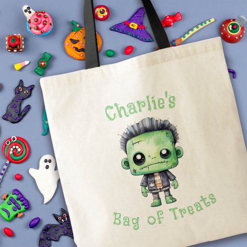 Frankenstein Kids Halloween Trick or Treat Tote Bag