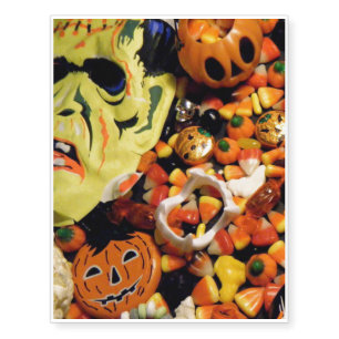Frankenstein mask candy temporary tattoos