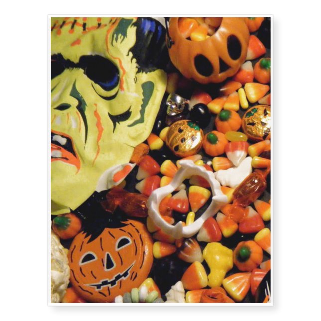 Frankenstein mask candy temporary tattoos (Front)