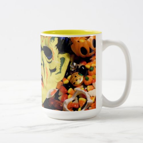 Frankenstein mask candy Two_Tone coffee mug