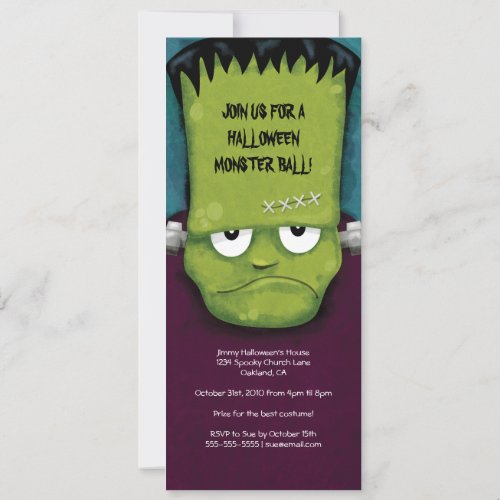 Frankenstein Monster Ball  Halloween Party Invita Invitation