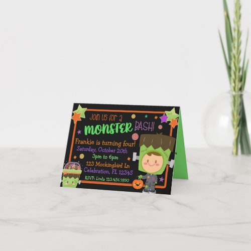 Frankenstein Monster Bash Halloween Birthday Invitation