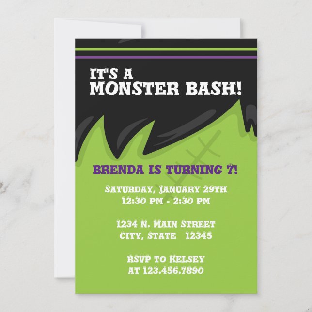 Frankenstein Monster Bash Halloween Invitation (Front)
