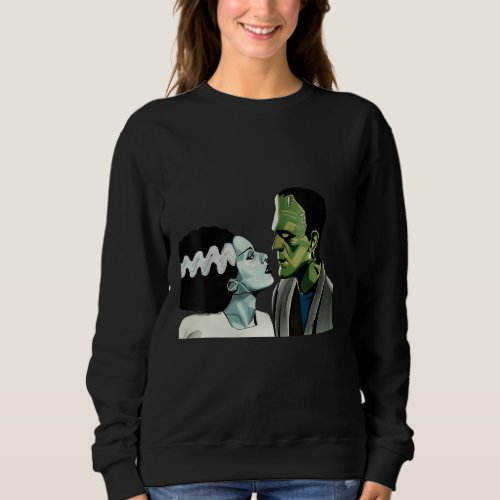 Frankenstein Monster  Bride Romantic Kiss Scene Sweatshirt