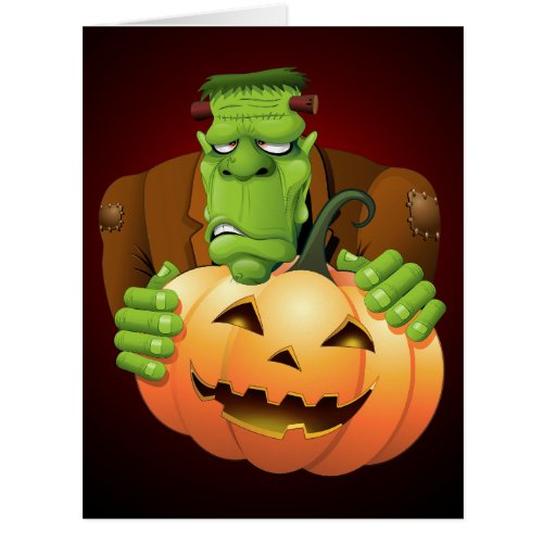 Frankenstein Monster Cartoon with Pumpkin