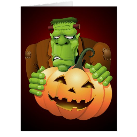 Frankenstein Monster Cartoon with Pumpkin (Front)