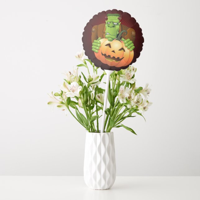 Frankenstein Monster Cartoon with Pumpkin Balloon (Vase)