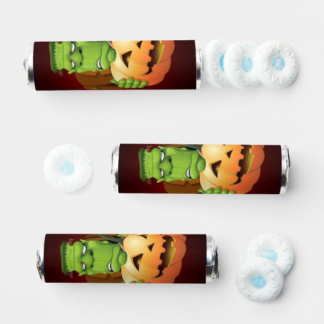 Frankenstein Monster Cartoon with Pumpkin Breath Savers® Mints (Assorted)