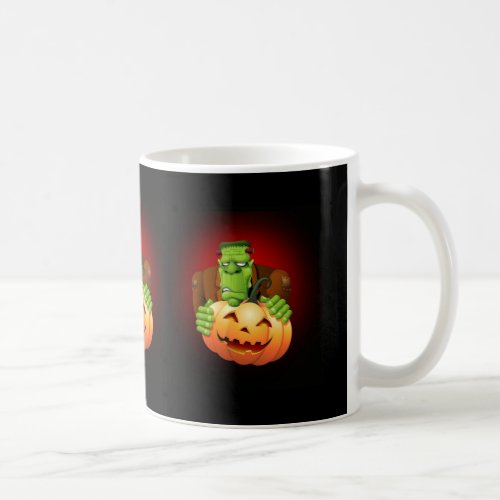 Frankenstein Monster Cartoon with Pumpkin Coffee Mug