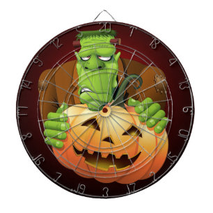Frankenstein Monster Cartoon with Pumpkin Dart Board