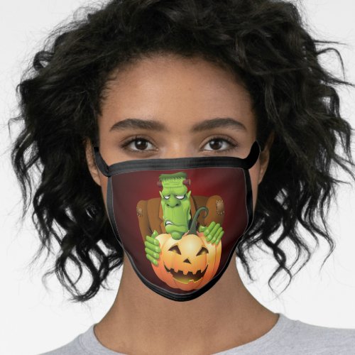 Frankenstein Monster Cartoon with Pumpkin Face Mask