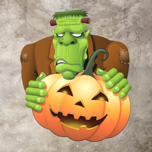 Frankenstein Monster Cartoon with Pumpkin Floor Decals