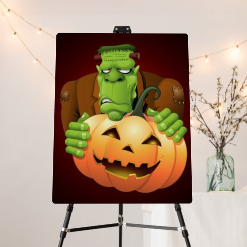 Frankenstein Monster Cartoon with Pumpkin Foam Board