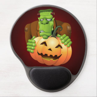 Frankenstein Monster Cartoon with Pumpkin Gel Mouse Pad