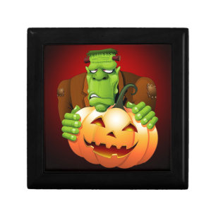 Frankenstein Monster Cartoon with Pumpkin Gift Box