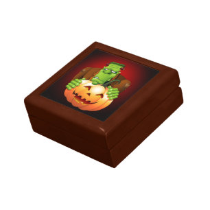 Frankenstein Monster Cartoon with Pumpkin Gift Box