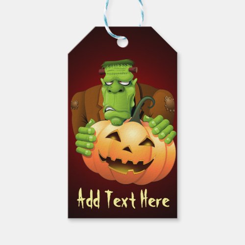 Frankenstein Monster Cartoon with Pumpkin Gift Tags