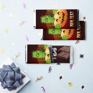 Frankenstein Monster Cartoon with Pumpkin Hershey Bar Favors