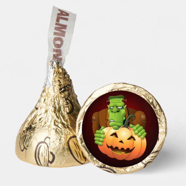 Frankenstein Monster Cartoon with Pumpkin Hershey®'s Kisses® (Front)